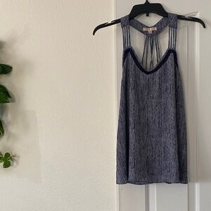 Skies Are Blue Navy and White Striped Tank Top